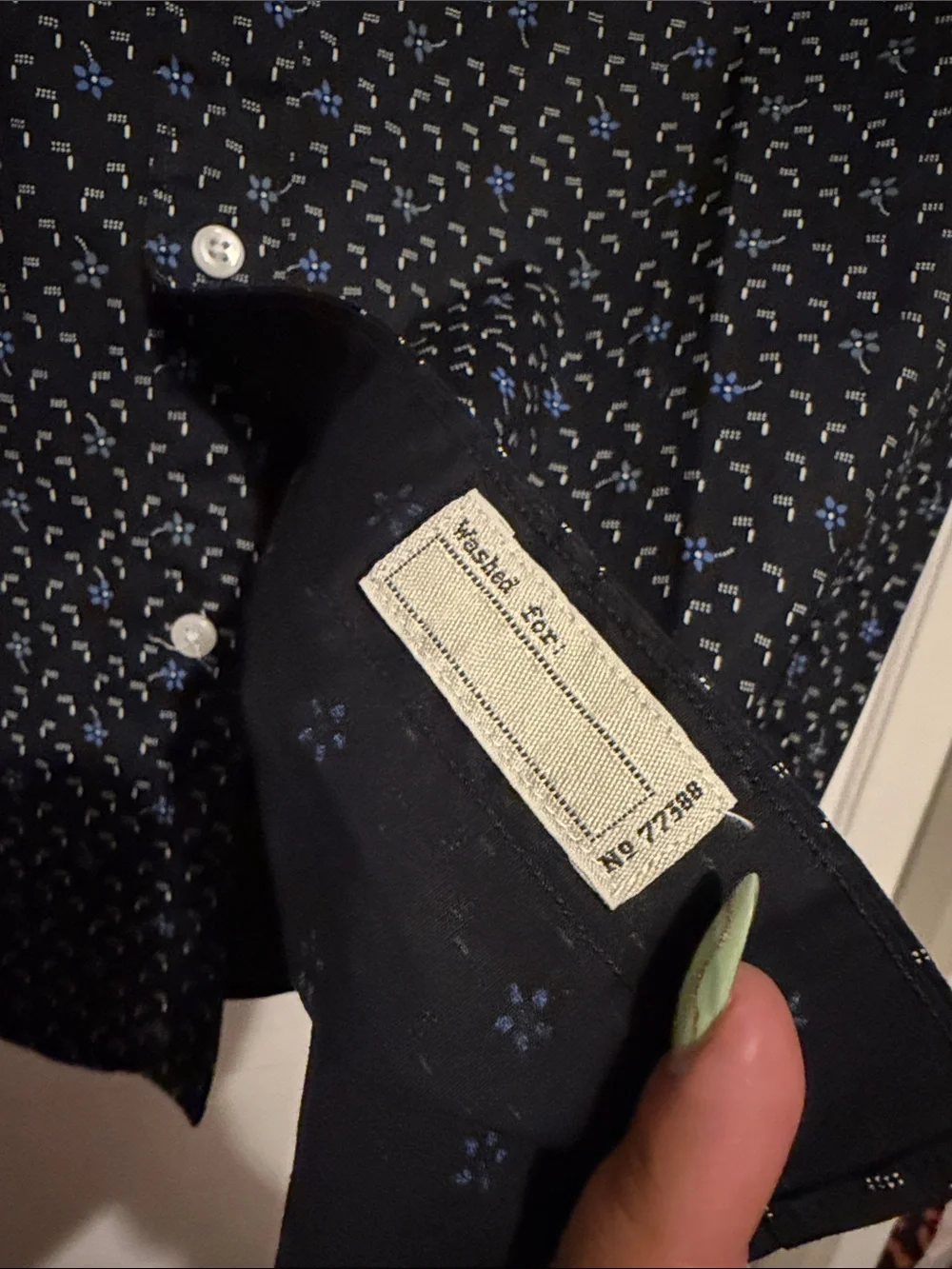 J. Crew Navy Short-Sleeve Button-Down with Small Geometric Print